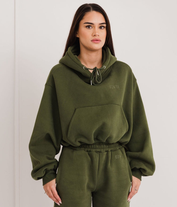 Cosy · Crop hoodie Moss