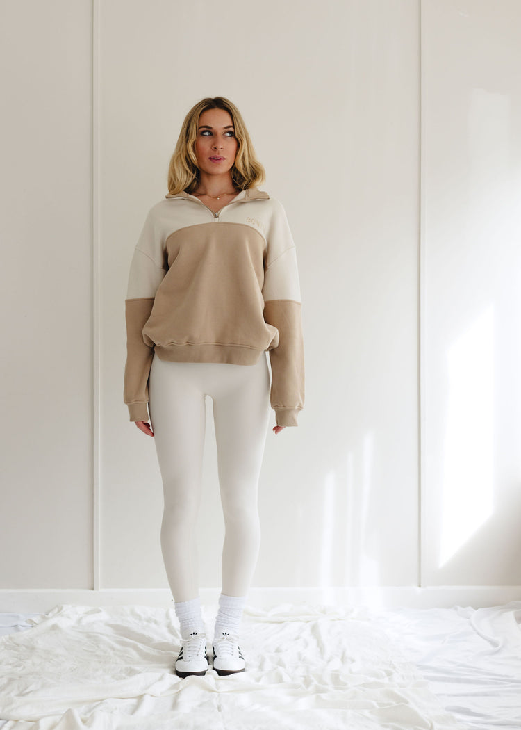 Quarter zip colourblock desert/snow