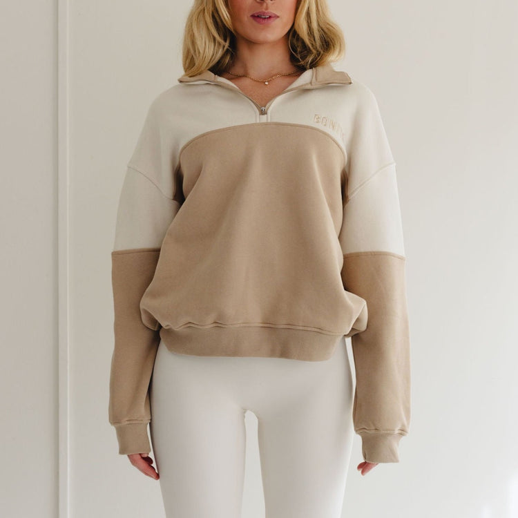 Quarter zip colourblock desert/snow