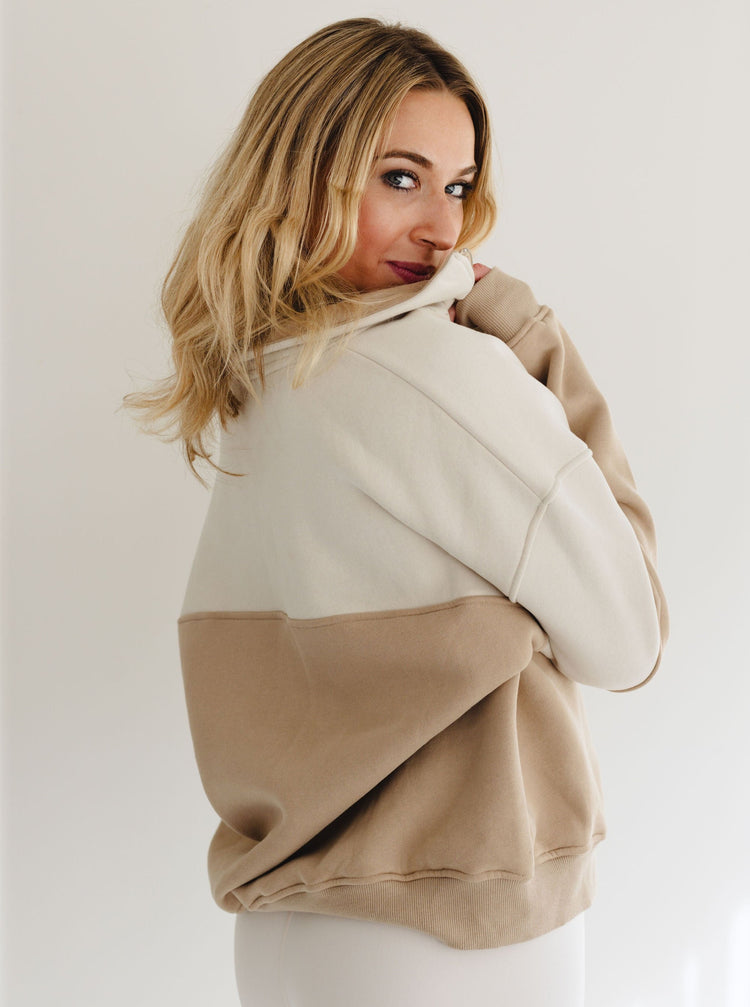 Quarter zip colourblock desert/snow