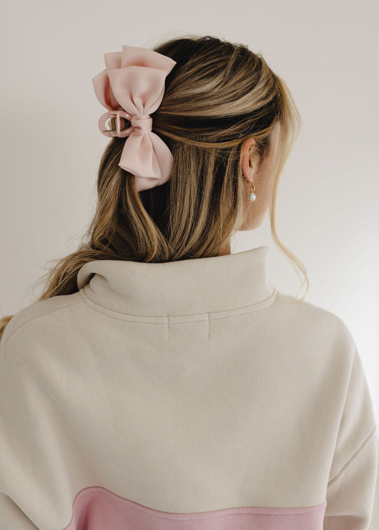 Quarter zip colourblock pale pink/snow