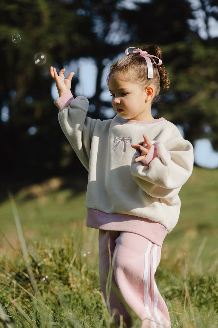 Stripe cosy pants . Pale pink