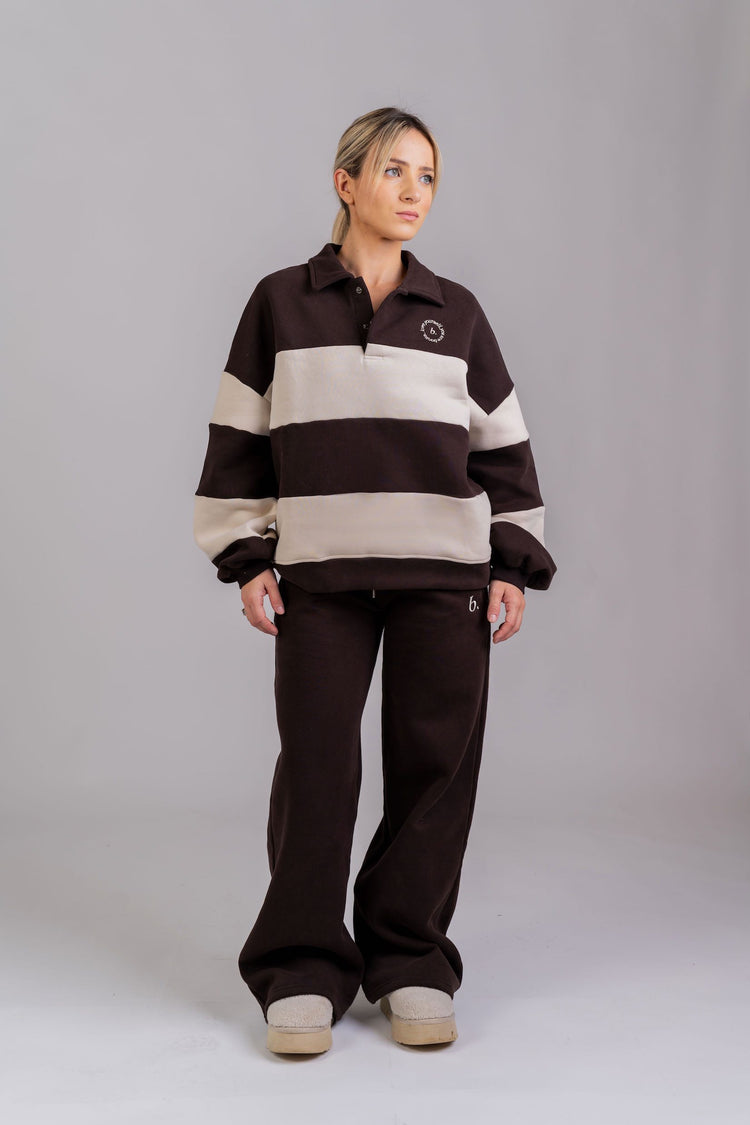 Polo Stripes sweatshirt Dark brown cream