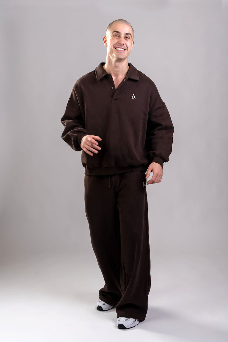 UNISEX Polo sweatshirt Dark Brown