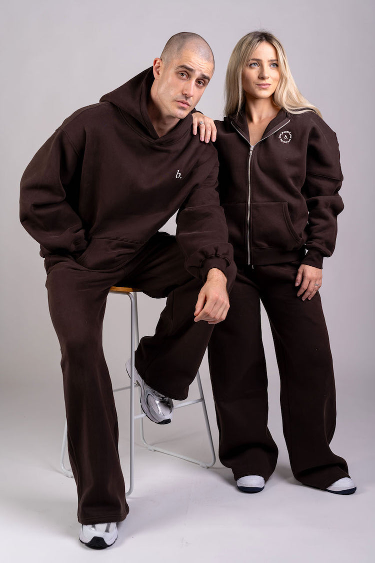 UNISEX Wide-leg Sweatpants Dark Brown