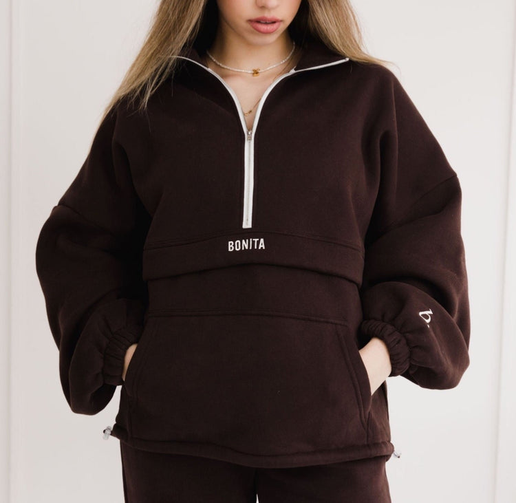 Cosy · Half zip sweatshirt Dark Brown