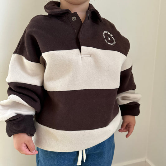 -PRE ORDER - Mini polo sweater Dark brown cream