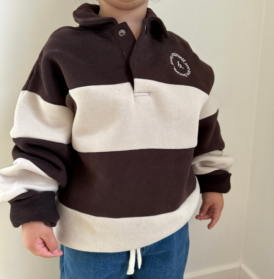 -PRE ORDER - Mini polo sweater Dark brown cream