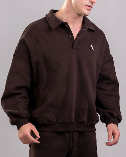 UNISEX Polo sweatshirt Dark Brown