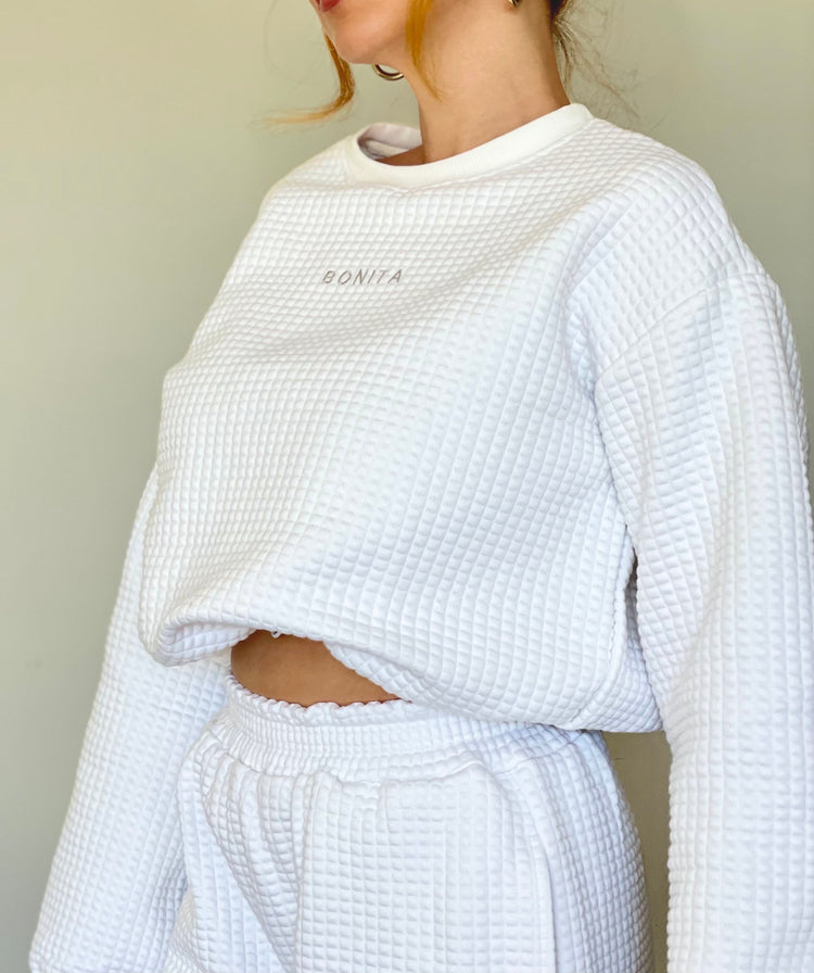 Waffle · Quilted Sweatshirt white